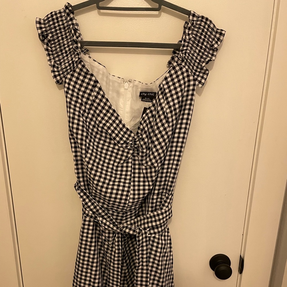 City Chic black and white gingham play suit
